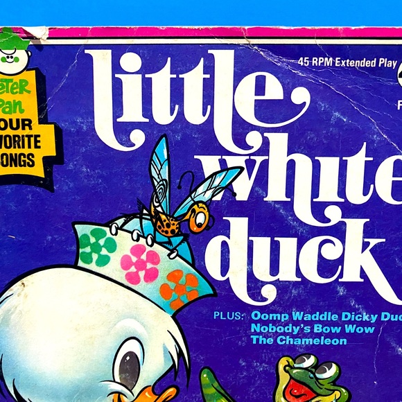 PETER PAN RECORD VINTAGE THE LITTLE WHITE DUCK VINYL 7” RECORD 4 FAVORITE SONGS - Picture 4 of 14